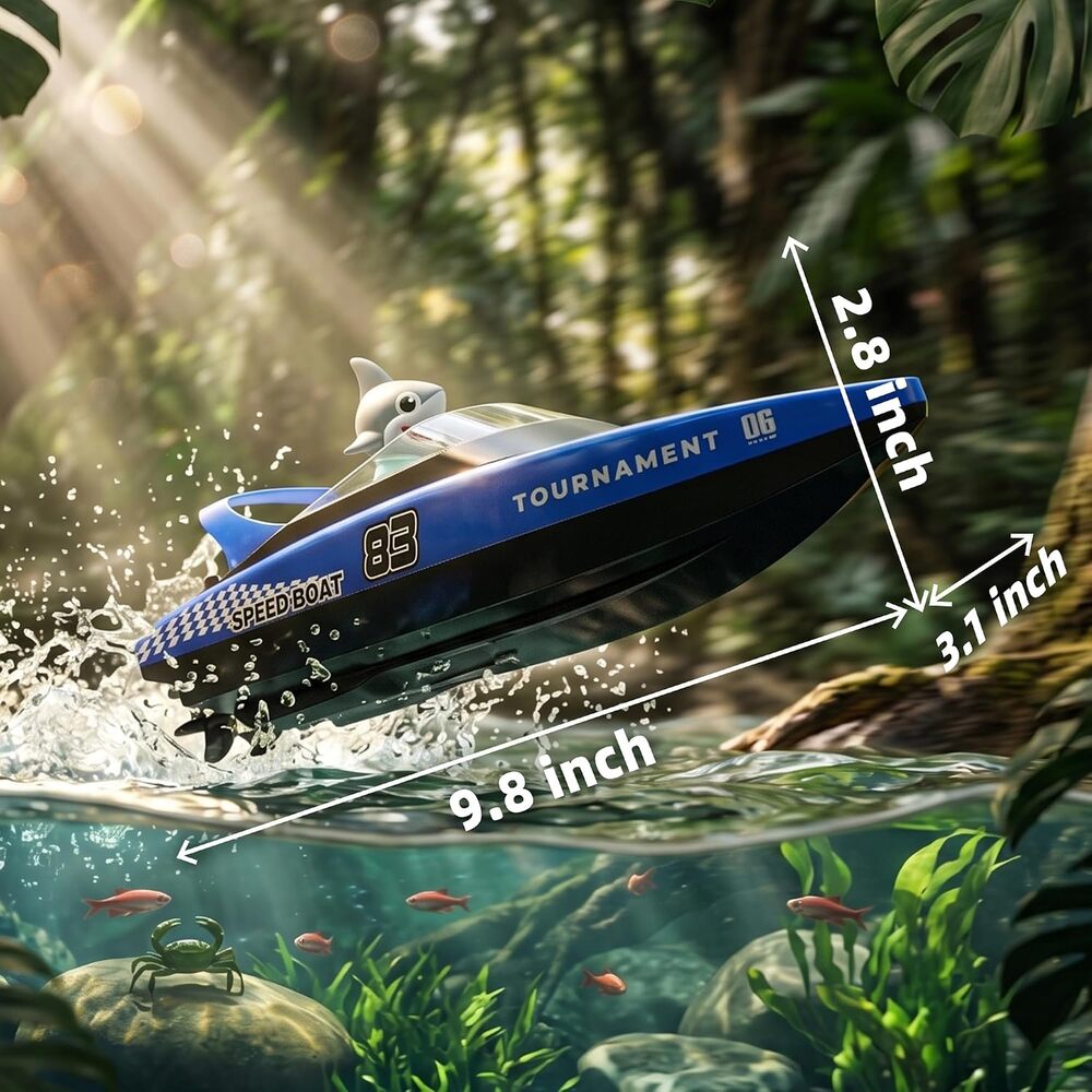 BEZGAR 2 Packs 10 Inch 15 KPH Fast RC Shark Boats for Kids